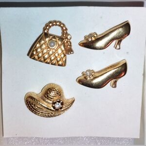 Four Individual Avon Dress Up Pins In Set of 3 + 1 extra Shoe